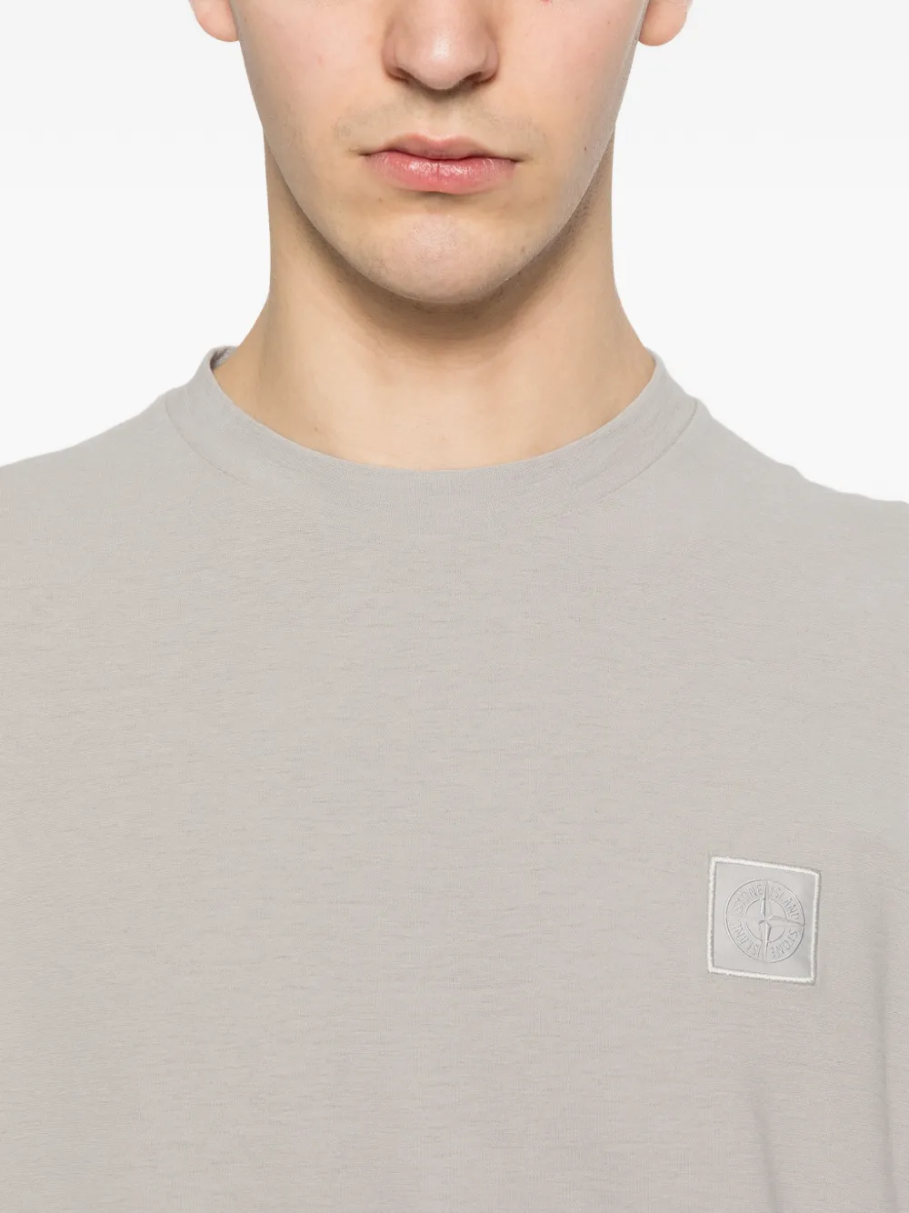 Stone Island Ghost T-shirt met logopatch en ronde hals Grijs