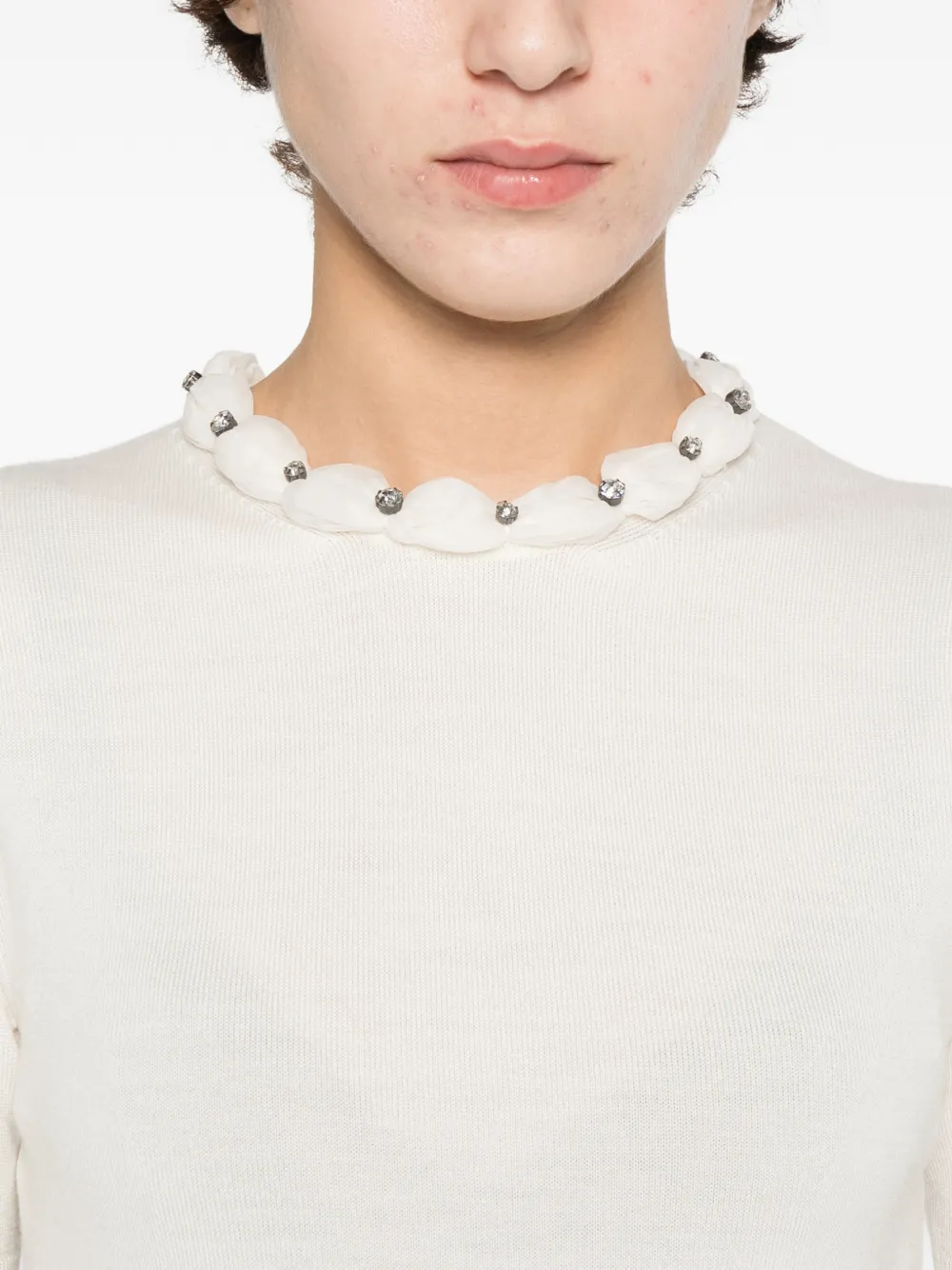 Valentino Garavani Gewelfde blouse met scheerwol Wit