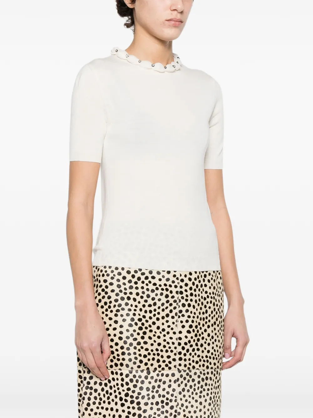 Valentino Garavani Gewelfde blouse met scheerwol Wit