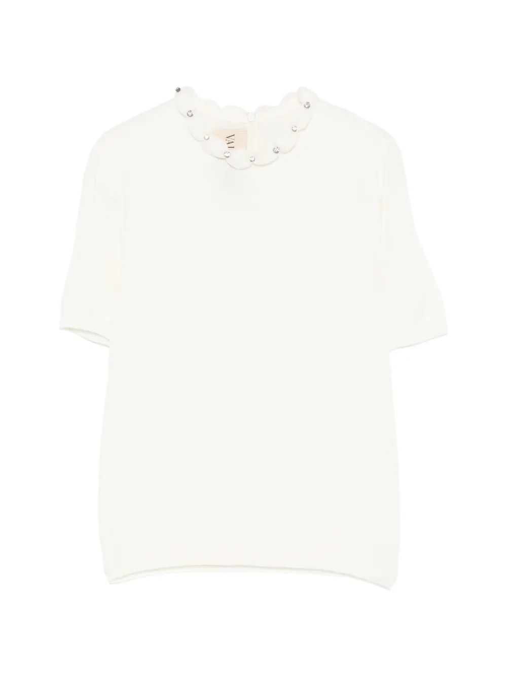Valentino Garavani embellished scalloped virgin wool blouse - Bianco