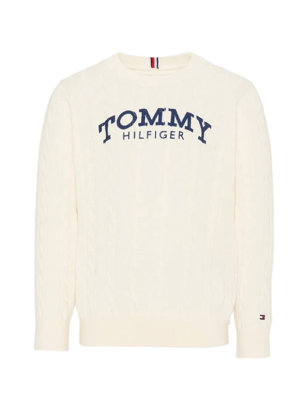 Tommy Hilfiger Junior cable-knit logo-print sweater - Toni neutri