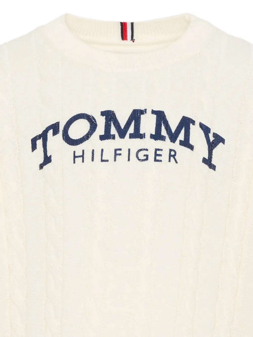 Tommy Hilfiger Junior Kabelgebreide sweater met logoprint Beige