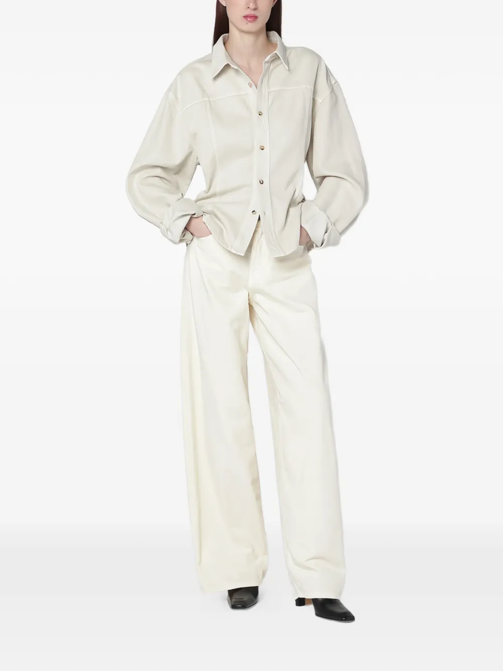 Haikure Jeans met wijde pijpen Beige