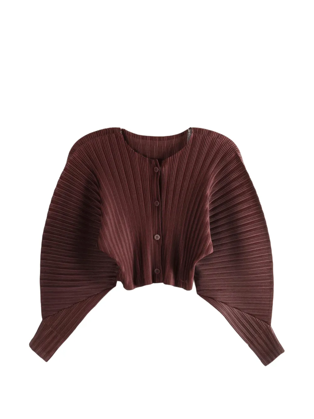 Pleats Please Issey Miyake pleats buttoned cardigan - Marrone