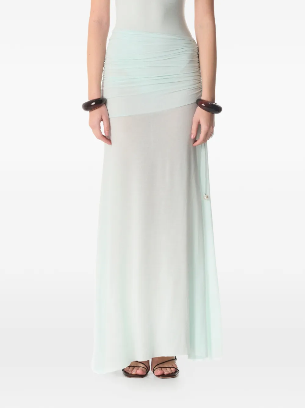 MANURÍ Maxi-rok met gesmockt detail Blauw