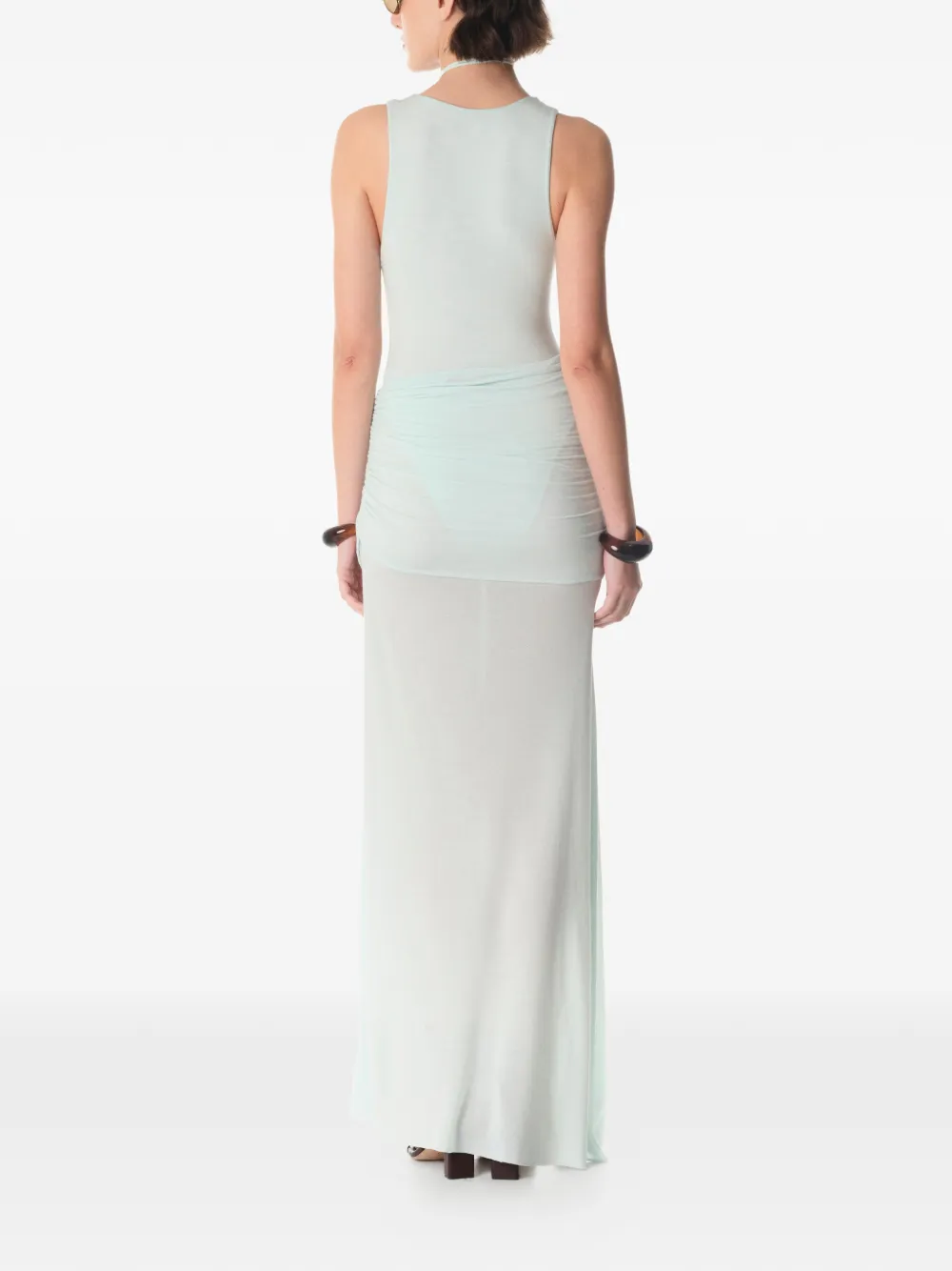 MANURÍ Maxi-rok met gesmockt detail Blauw