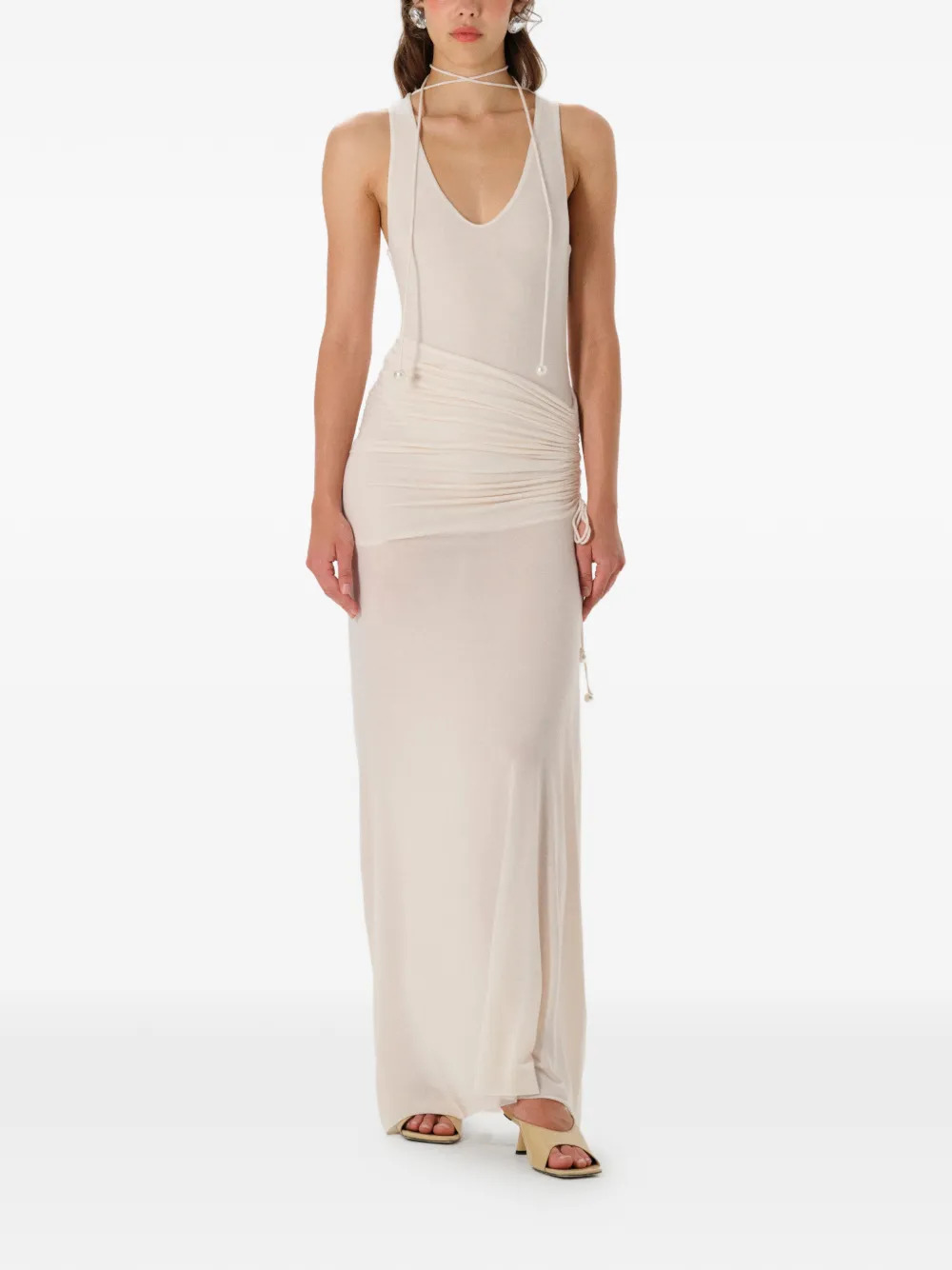 MANURÍ drawstring-detail maxi skirt - Toni neutri