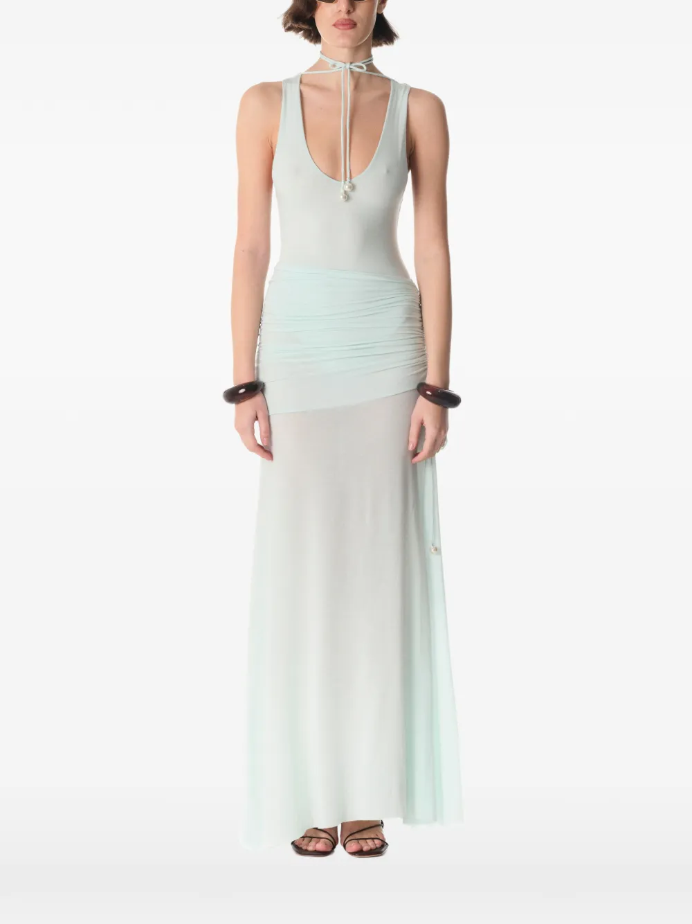  Manurí Tie-neck Sleeveless Bodysuit - Blue 