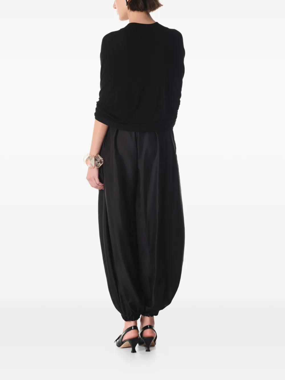 MANURÍ Gedrapeerde blouse Zwart