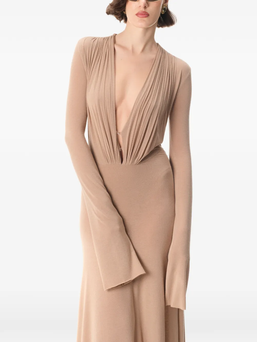 MANURÍ Suki maxi-jurk Beige
