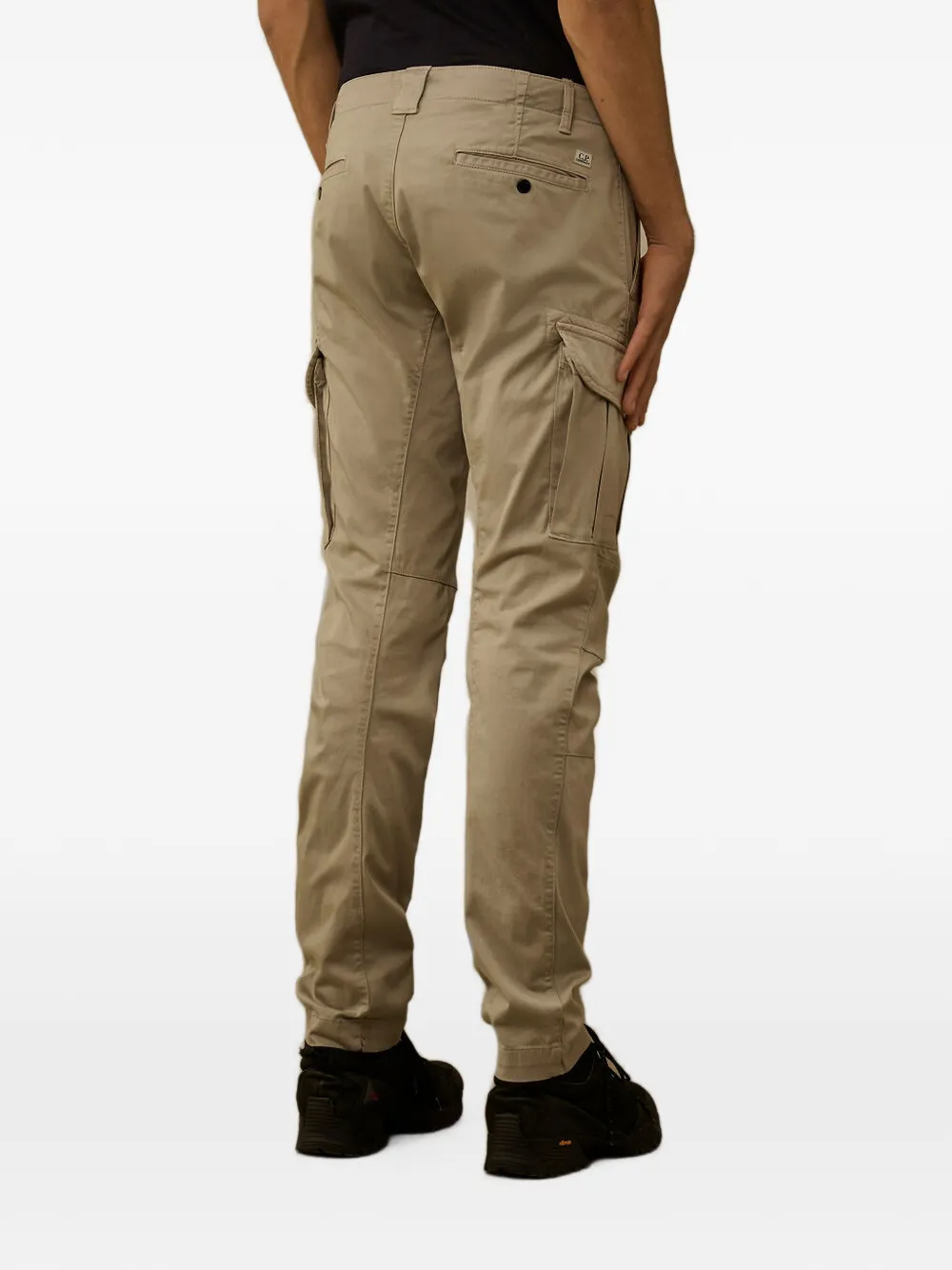 C.P. Company Stretch satijnen ergonomische Lens cargo broek Beige