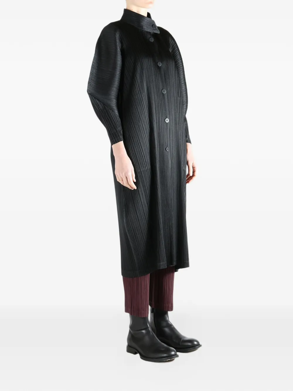 Pleats Please Issey Miyake Plissé jas met knopen Zwart
