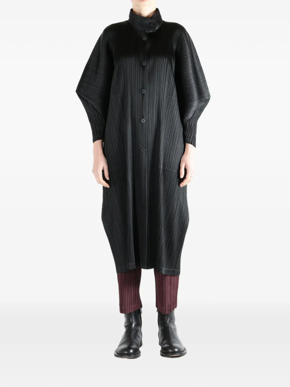 Pleats Please Issey Miyake Plissé jas met knopen Zwart