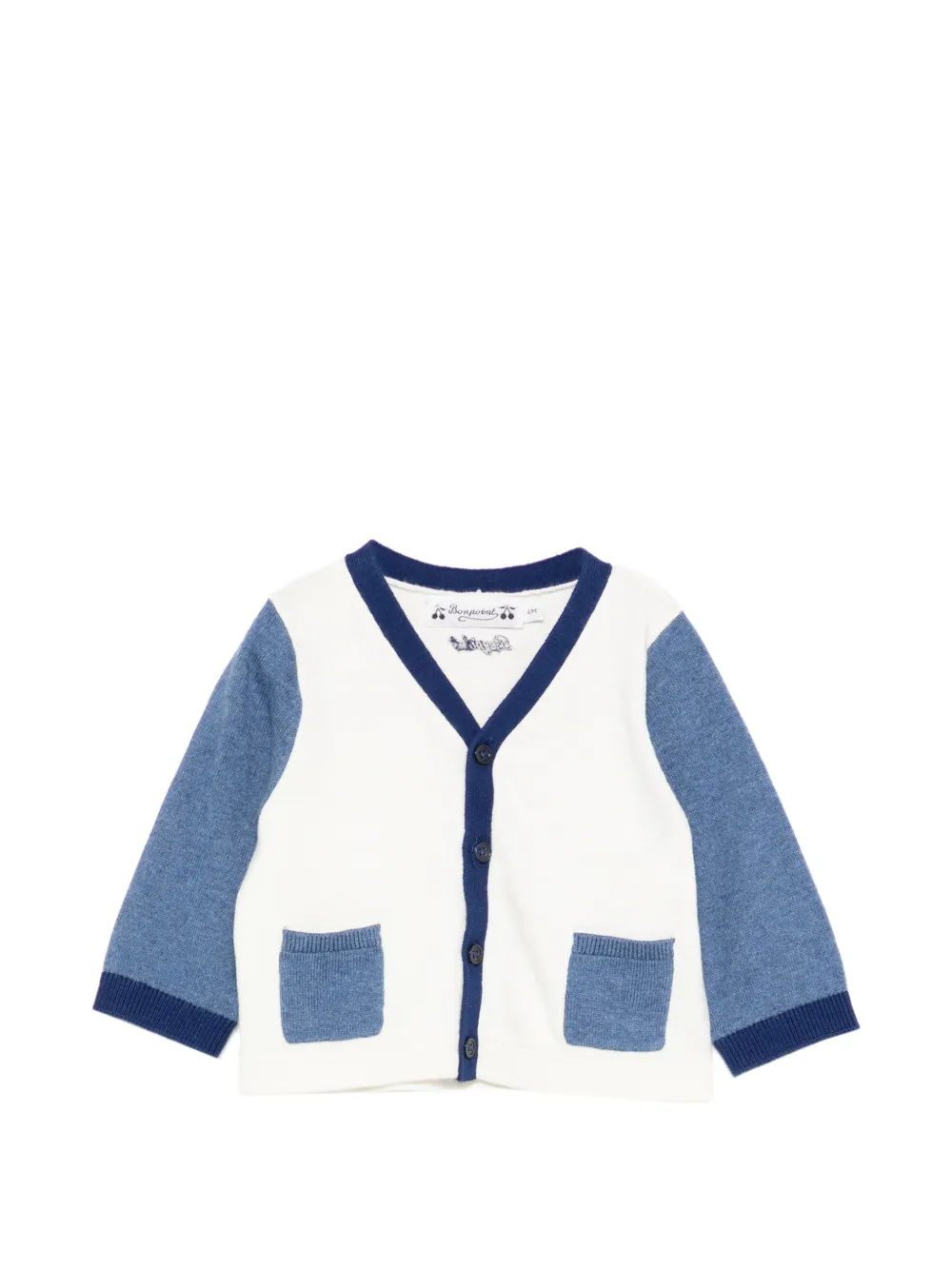 Bonpoint Tahiel front-pocket colourblock cardigan - Bianco