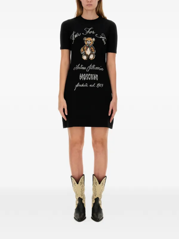 Moschino Teddy-graphic Mini Dress in Black