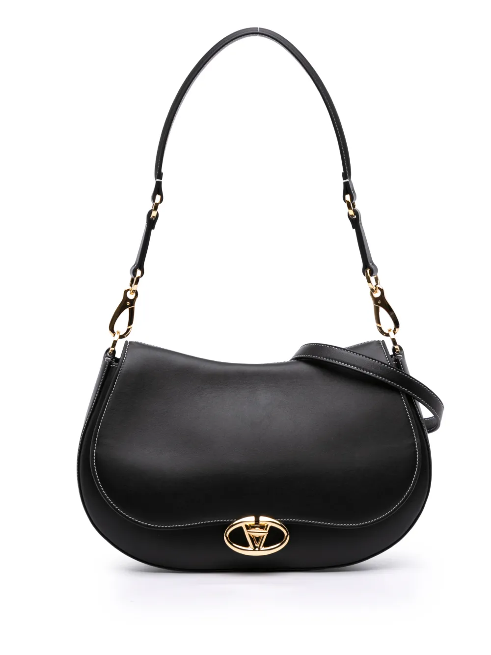 Valentino Garavani Pre-Owned 2018-2025 Medium Leather Ohval Flap Bag satchel - Nero