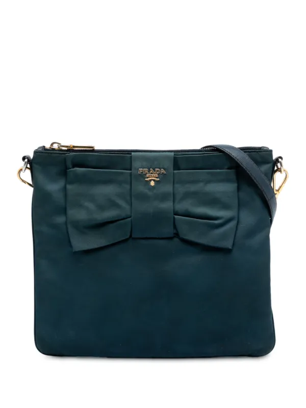 Prada Pre-Owned 2000-2025 Tessuto Fiocco Bow Crossbody Bag | Blue