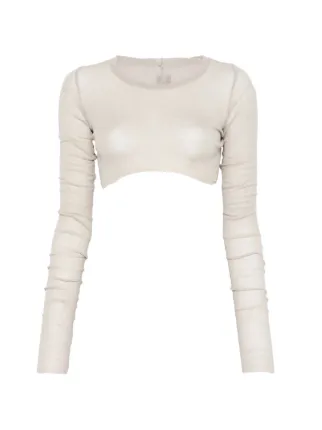 Rick Owens LS Crop Top | Grey | FARFETCH
