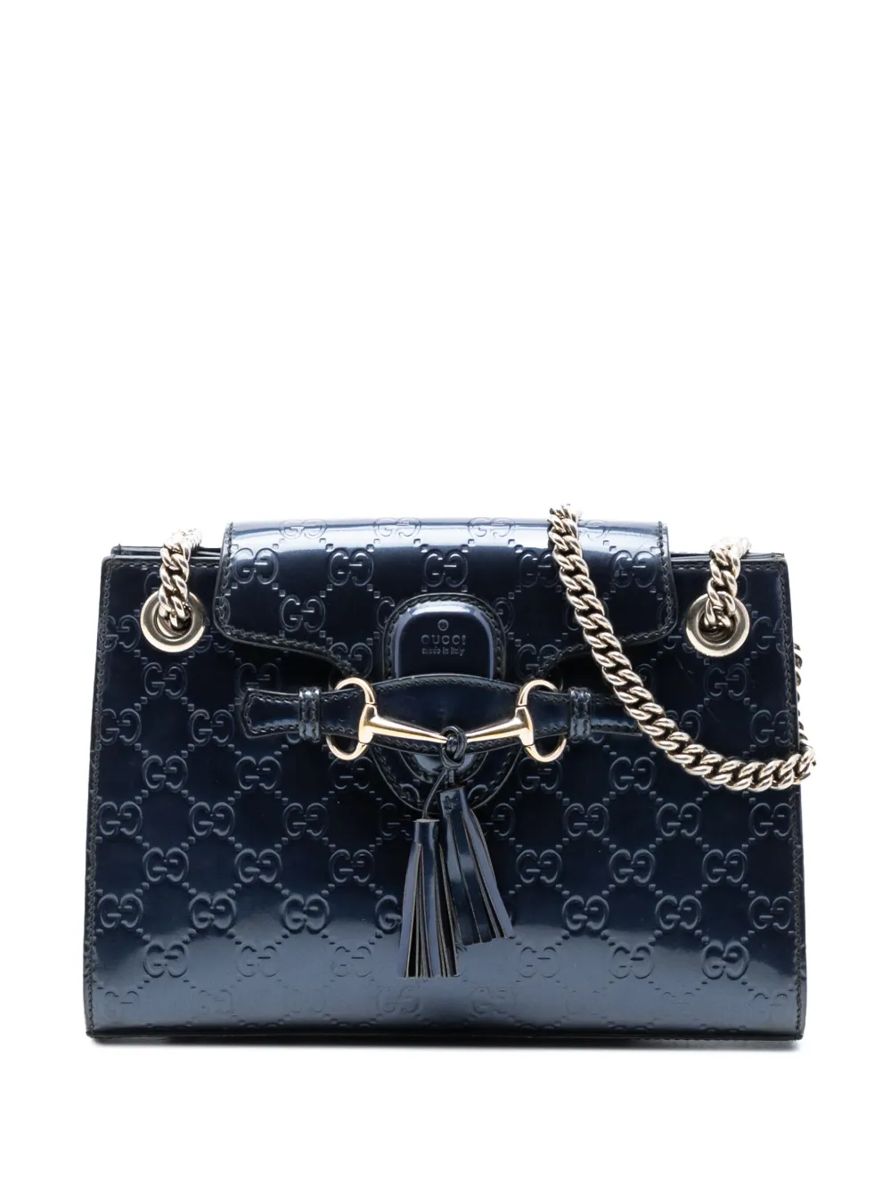 Gucci Pre-Owned 2016-2025 Small Guccissima Patent Emily shoulder bag - Blu