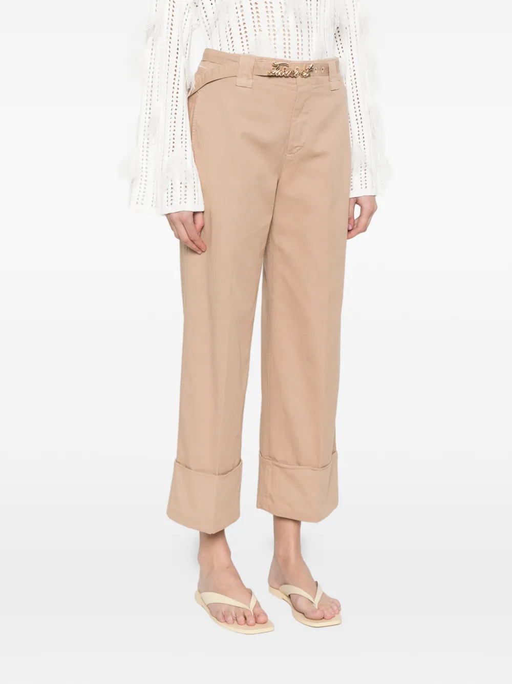  Twinset Logo Belt Trousers - Neutrals 