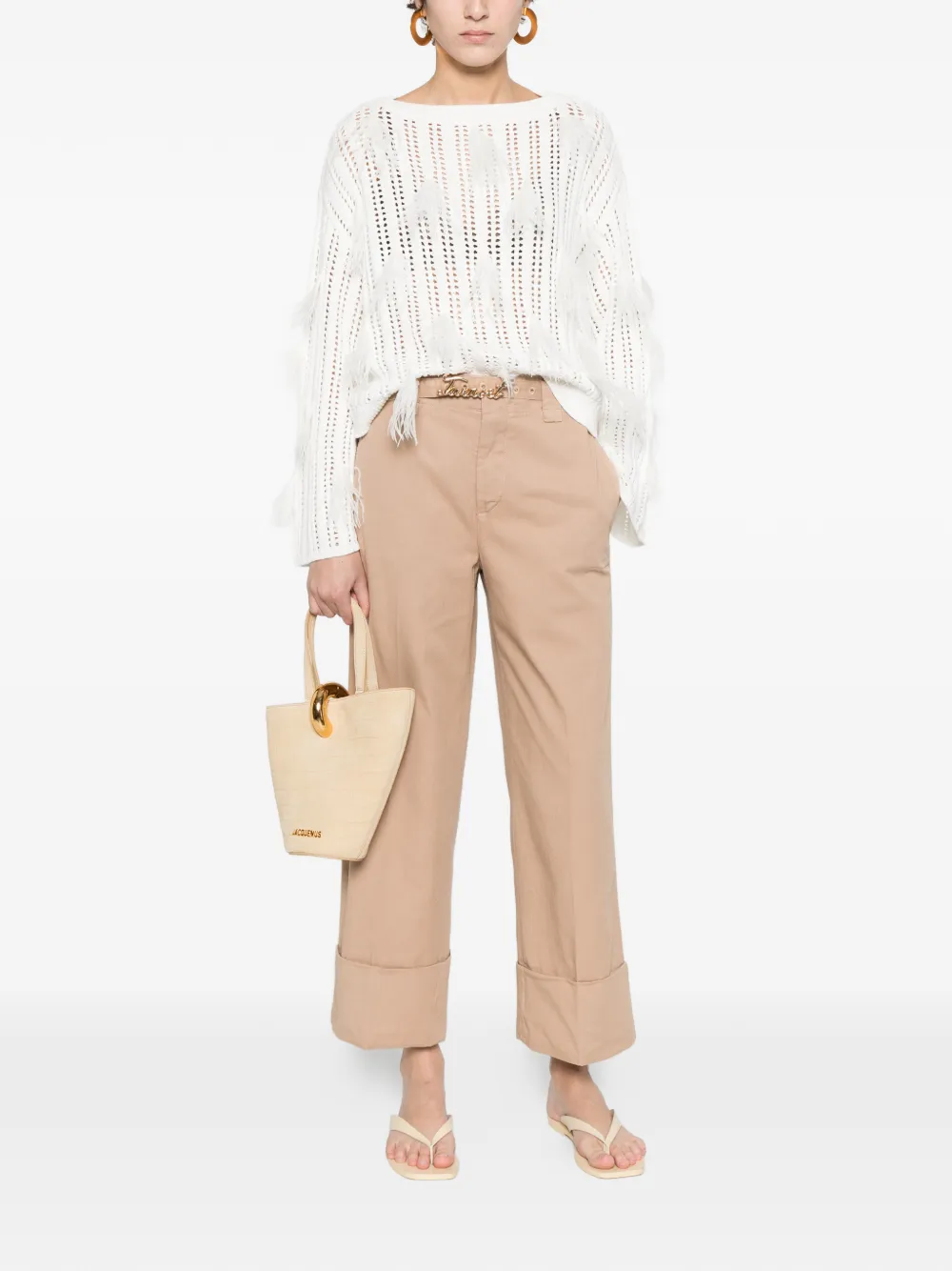  Twinset Logo Belt Trousers - Neutrals 