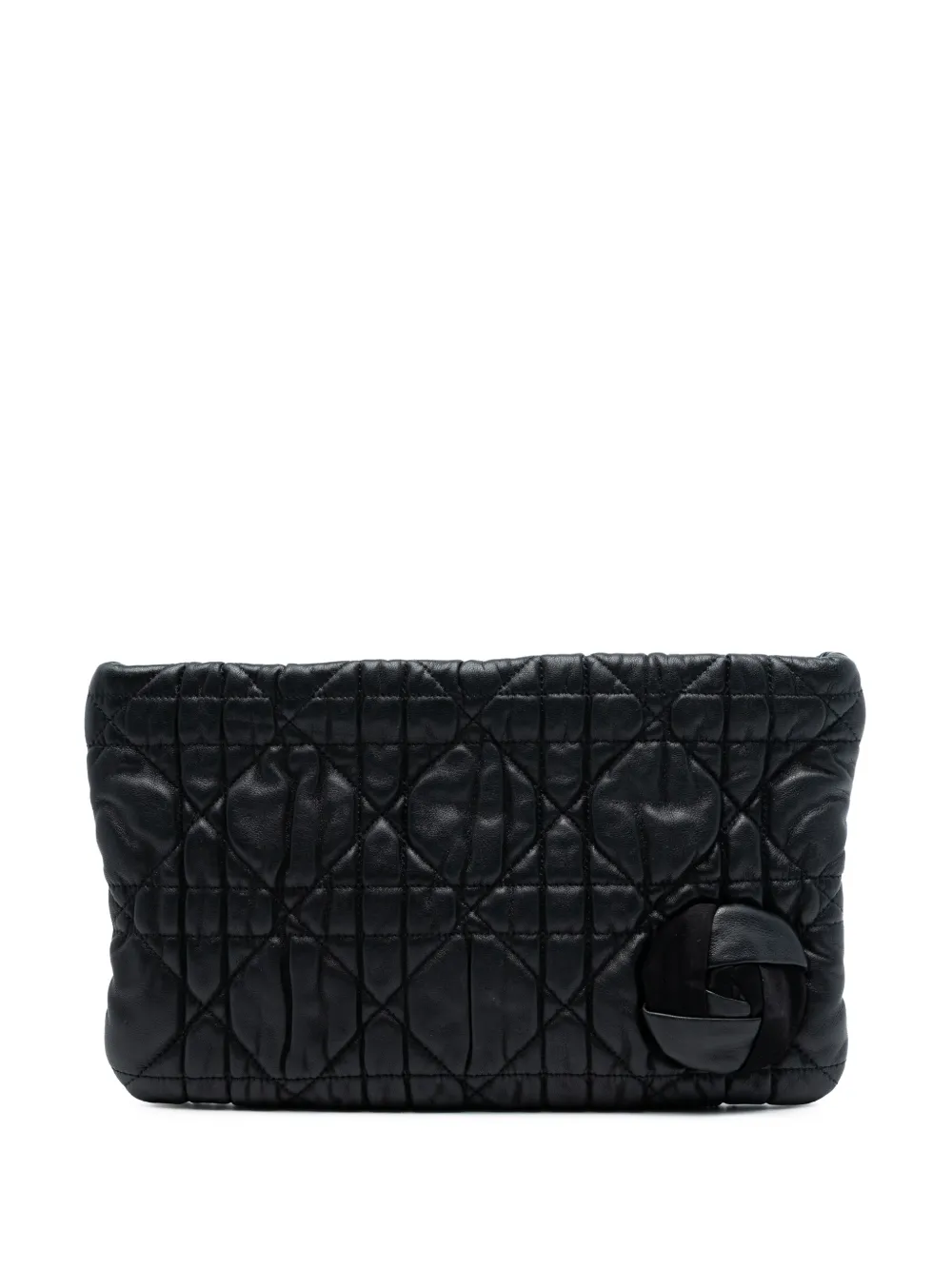 Christian Dior Pre-Owned 2010 Calfskin Cannage Rose clutch bag - Nero