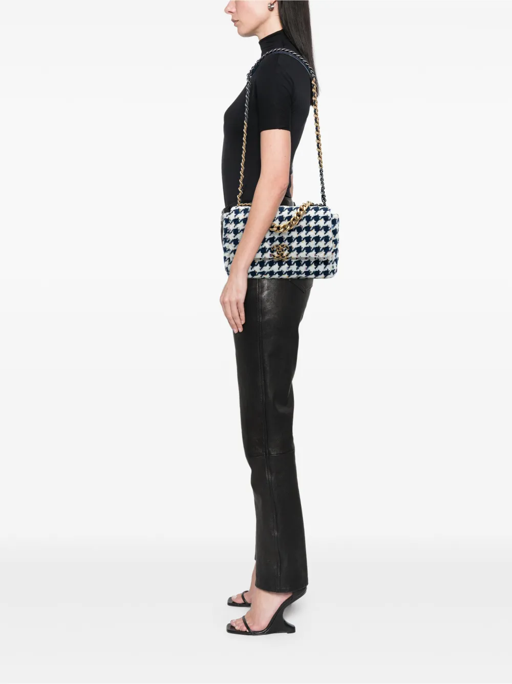 CHANEL Pre-Owned 2020 ラージ ハウンドトゥース ツイード 19 フラップ