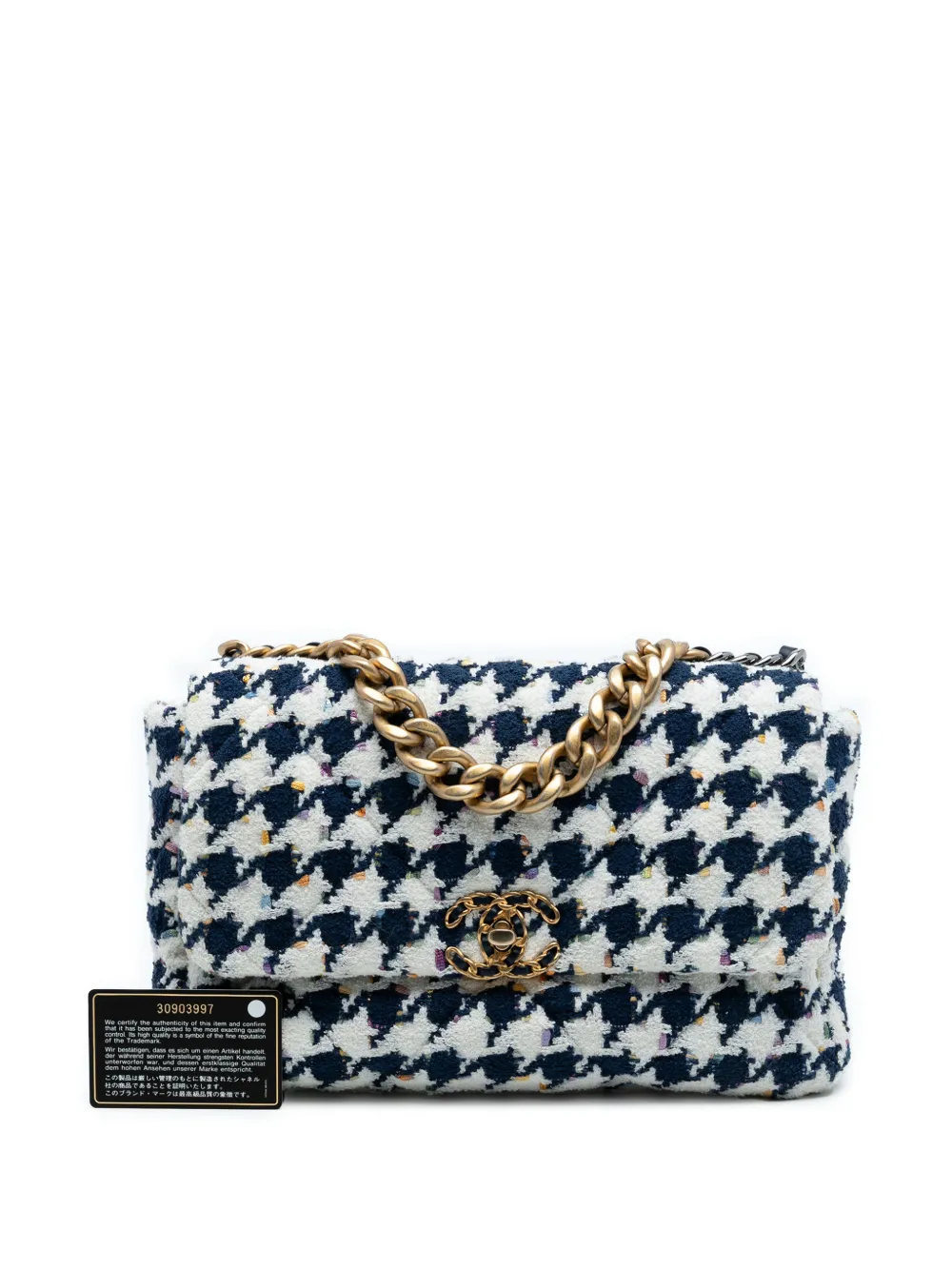 CHANEL Pre-Owned 2020 ラージ ハウンドトゥース ツイード 19 フラップ