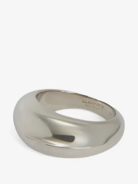 Jil Sander engraved logo brass ring