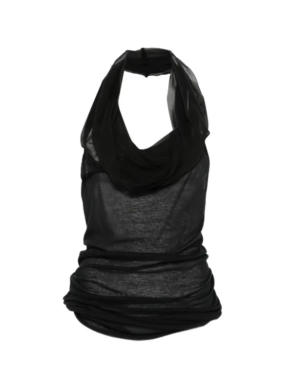 Rick Owens ホルターネック薄手タンクトップブラックレディースS〜M Rick Owens Sunburn ホルターネック タンクトップ | ブラック