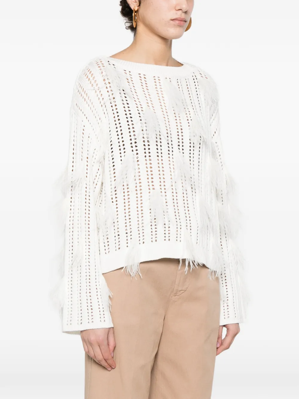 TWINSET Trui met franje Wit