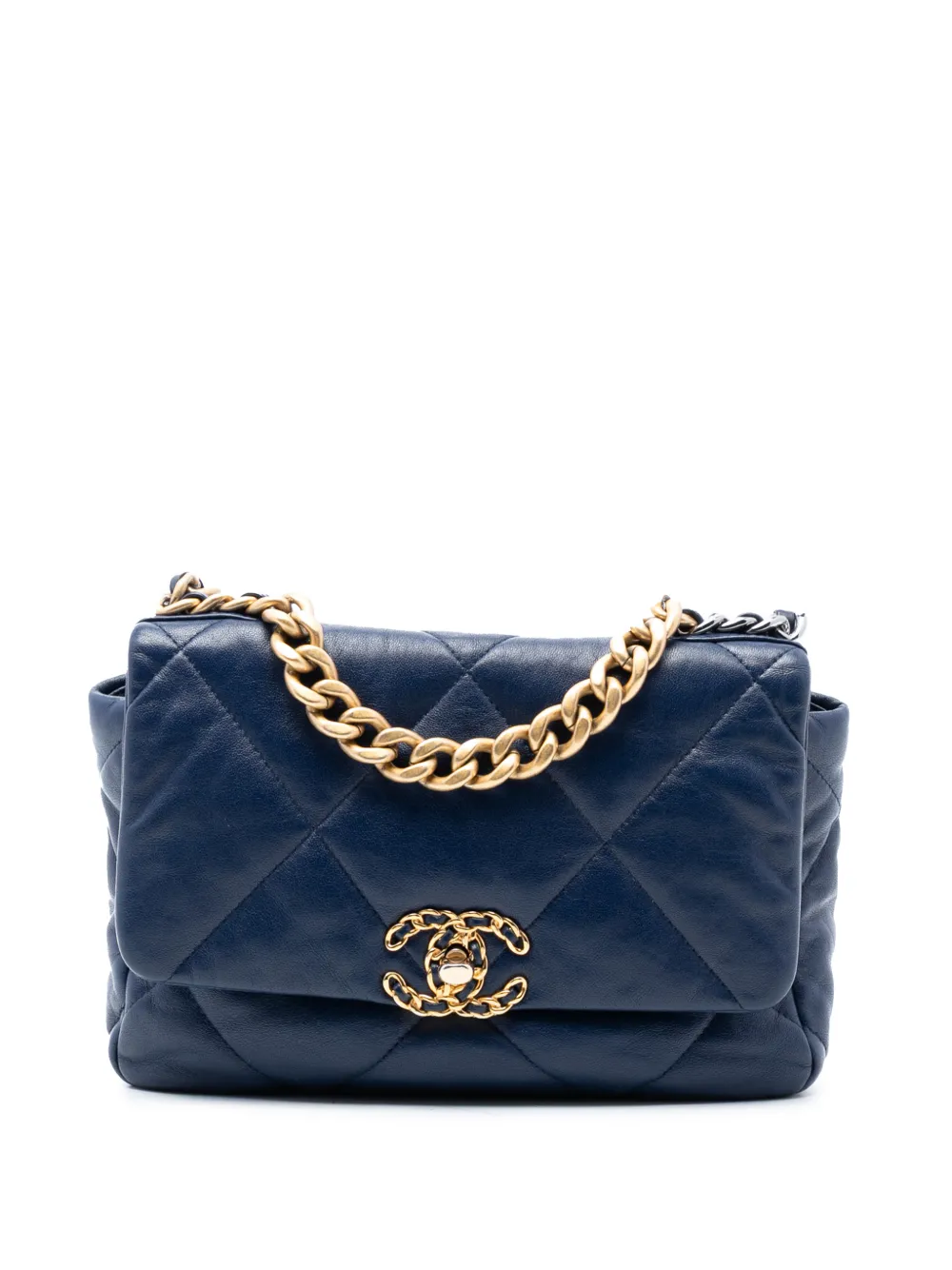 CHANEL Pre-Owned 2019 Medium Lambskin 19 Flap satchel - Blu