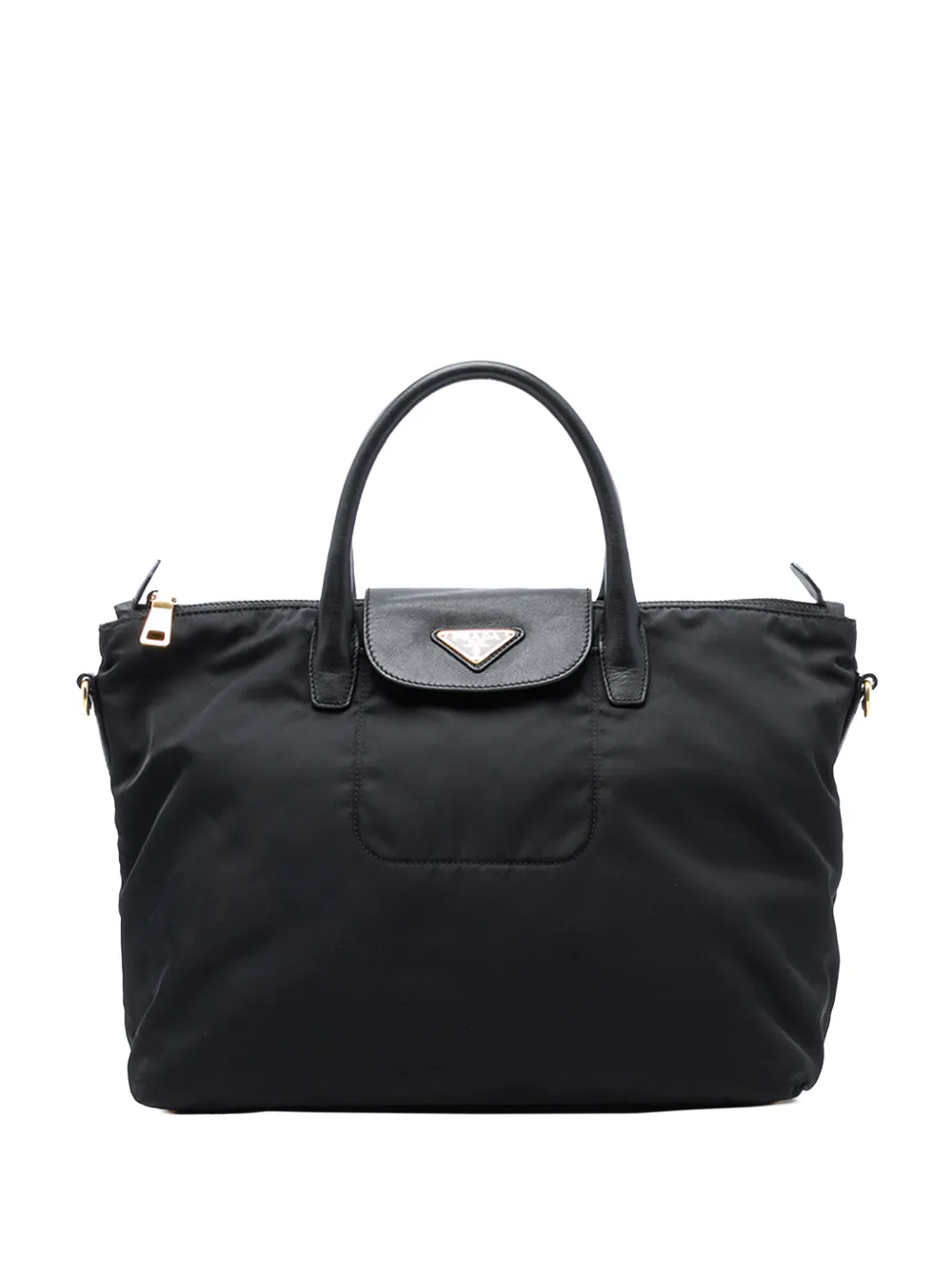 Prada Pre-Owned Borsa a tracolla in tessuto con finiture Saffiano 2013-2025 - Nero
