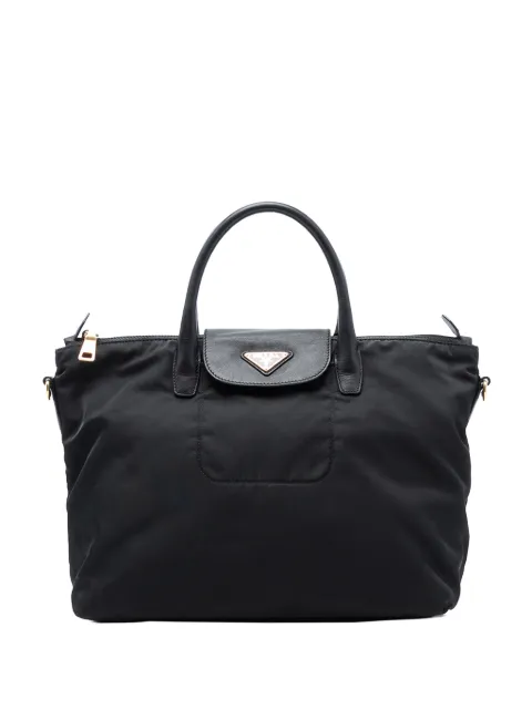 Prada Pre-Owned tote de piel saffiano y ribete de tela Tessuto 2013-2025