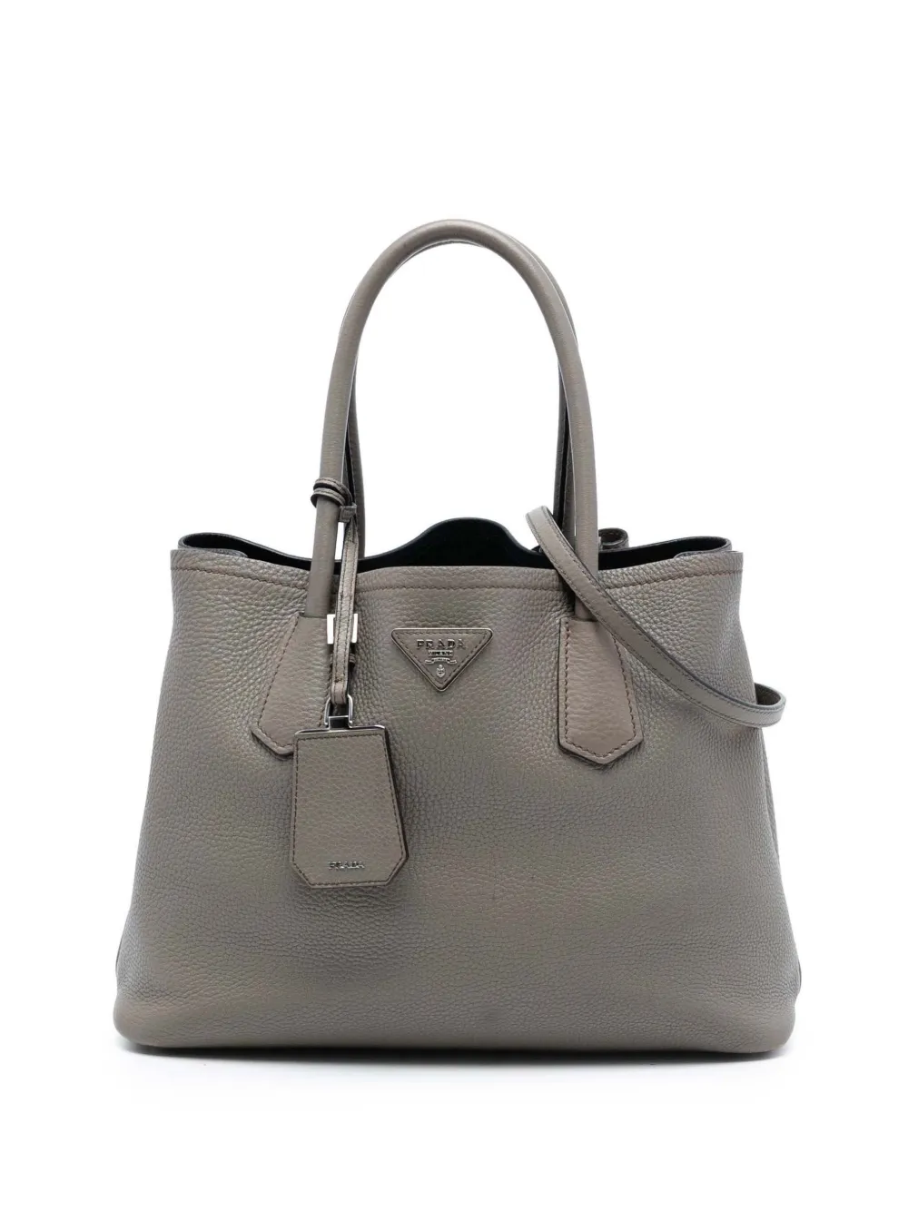 Prada Pre-Owned 2010-2025 Medium Vitello Daino Cuir Double Handle satchel - Grigio