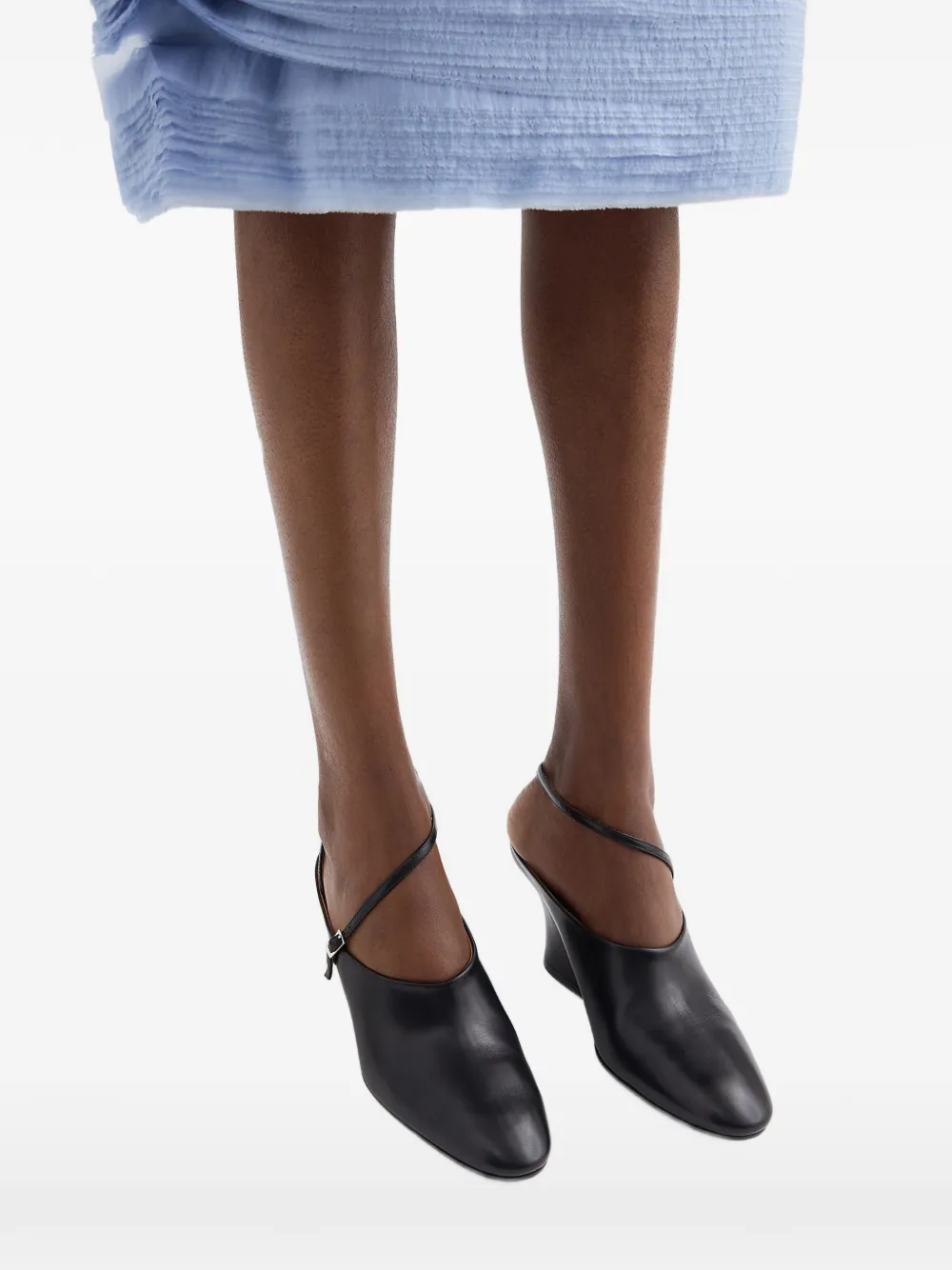 Jil Sander Muiltjes met blokhak en bandjes Zwart