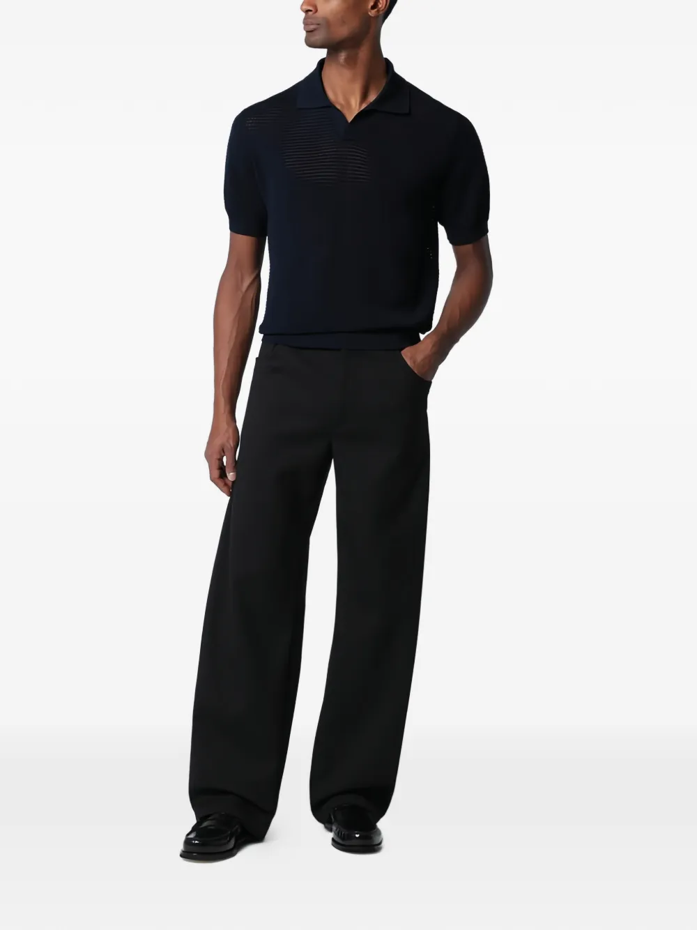 Tagliatore Poloshirt met wafelpatroon Blauw