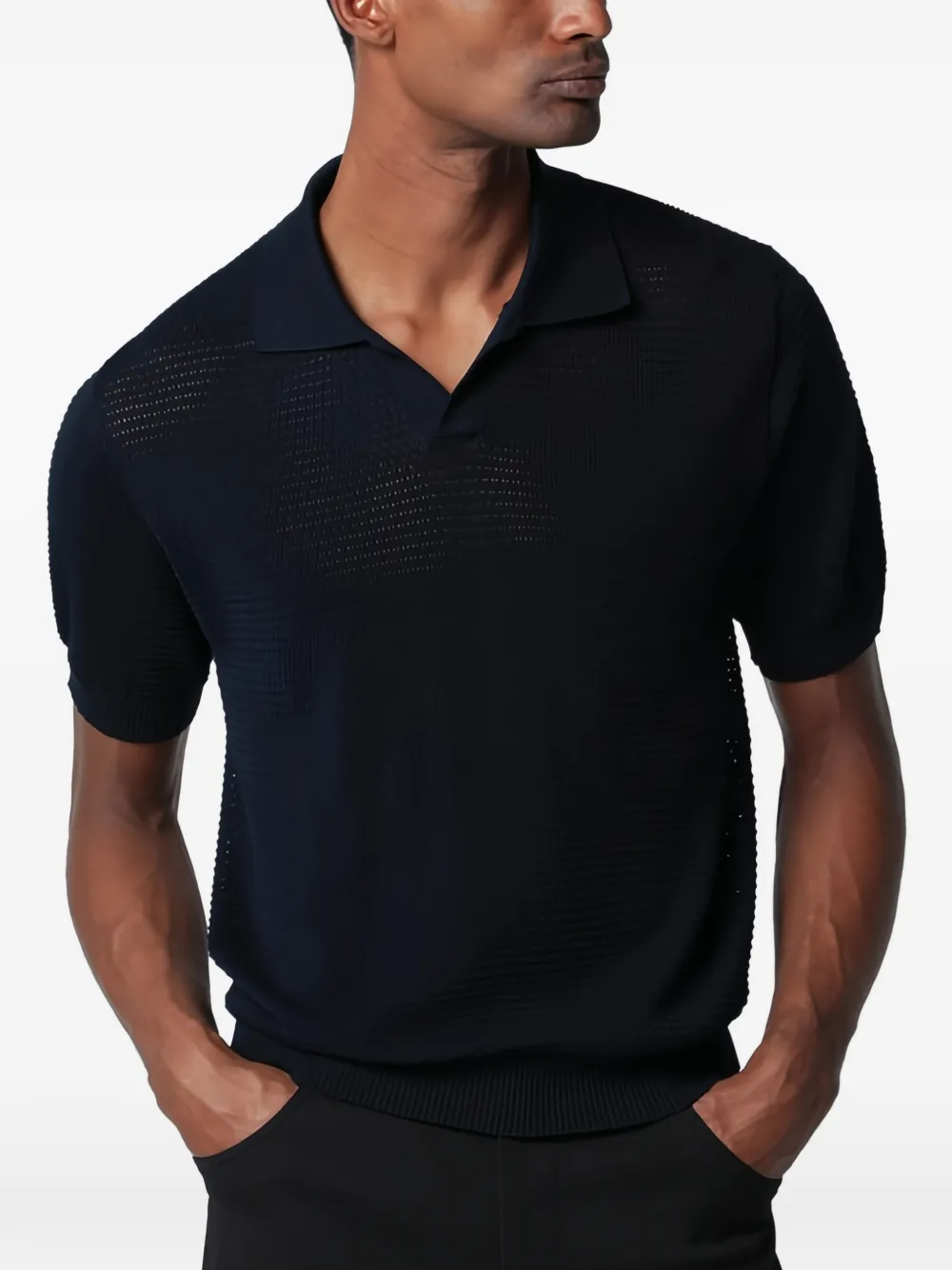 Tagliatore waffle-knit polo shirt - Blu