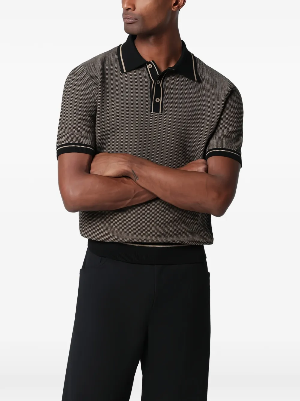 Tagliatore textured short-sleeves polo shirt - Marrone