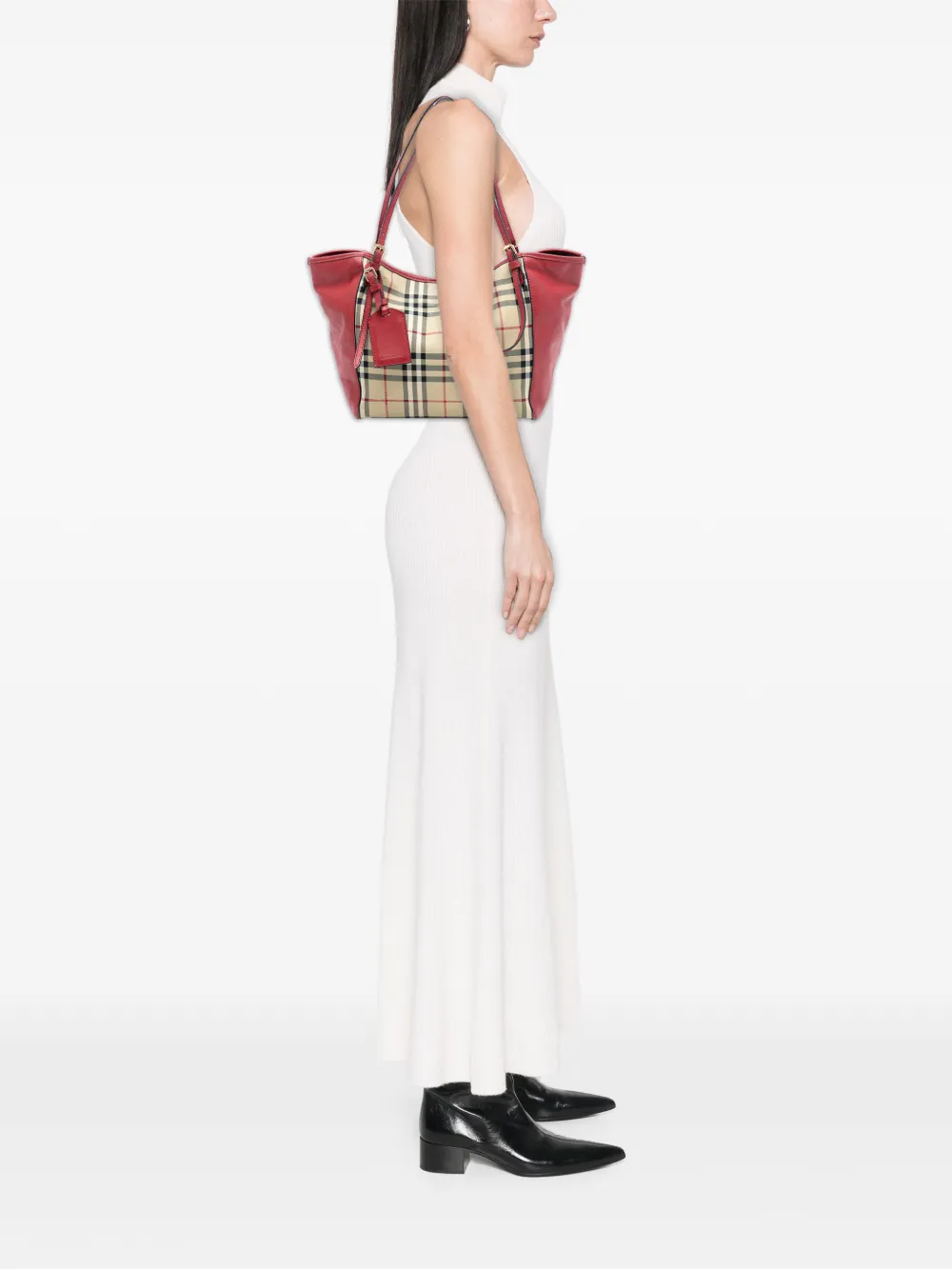  Burberry Pre-owned Bolso Shopper Canterbury De Piel Y Lona Con Motivo Haymarket Check 2000-2017 - Marrón 