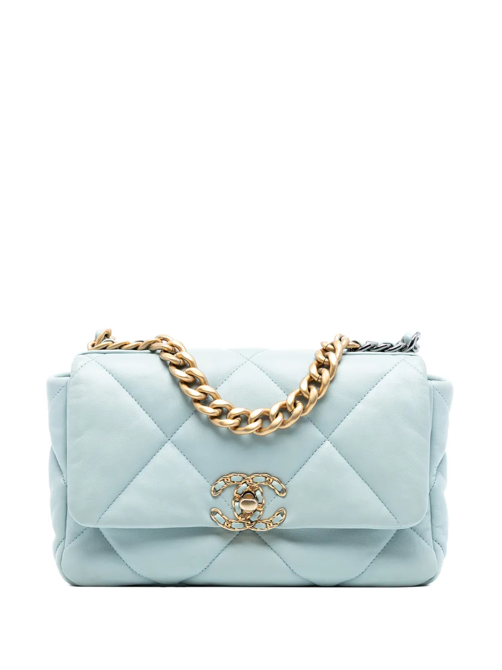 CHANEL Pre-Owned 2021-2025 Medium Lambskin 19 Flap satchel - Blu