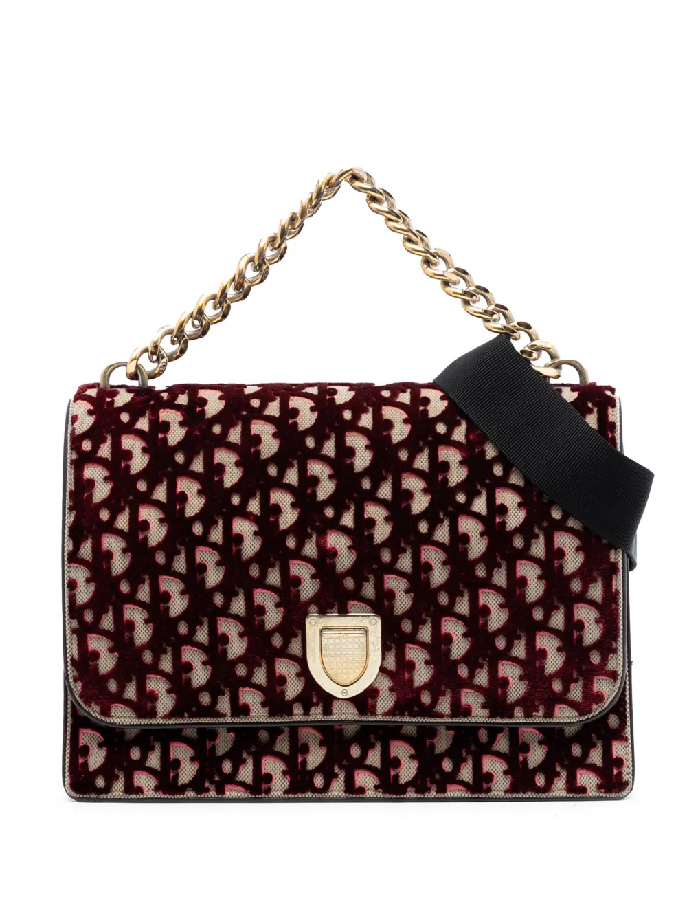 Christian Dior Pre-Owned Borsa a tracolla Diorama grande in tela e velluto con motivo Oblique 2016 - Rosso