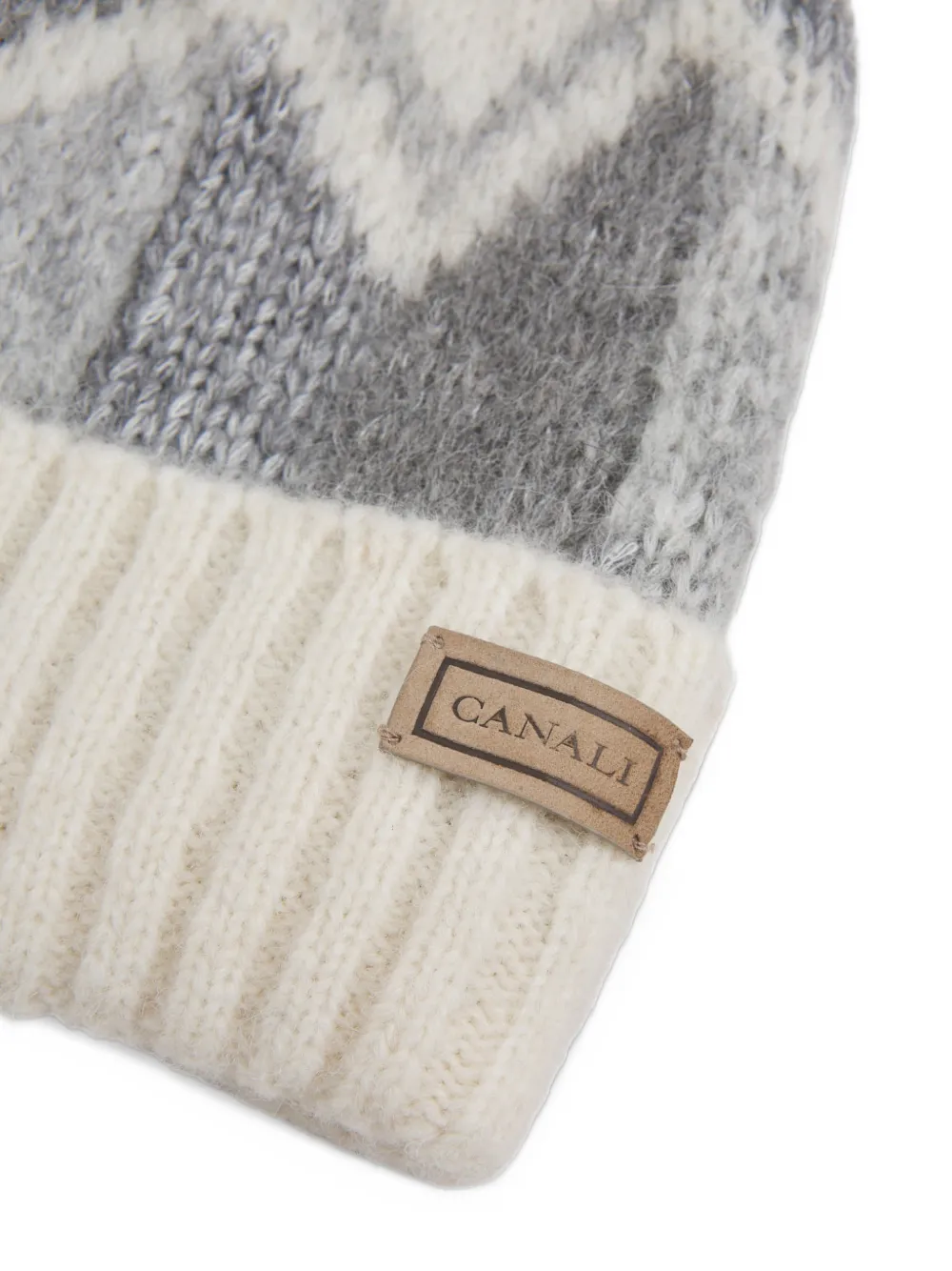 Canali zigzag knit beanie hat Wit