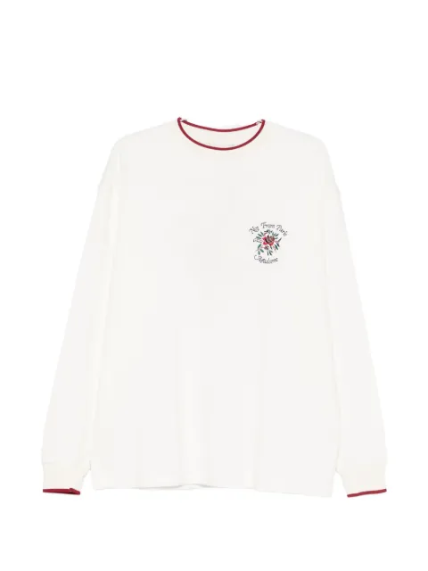 Drôle De Monsieur Rose floral-embroidery long-sleeve T-shirt