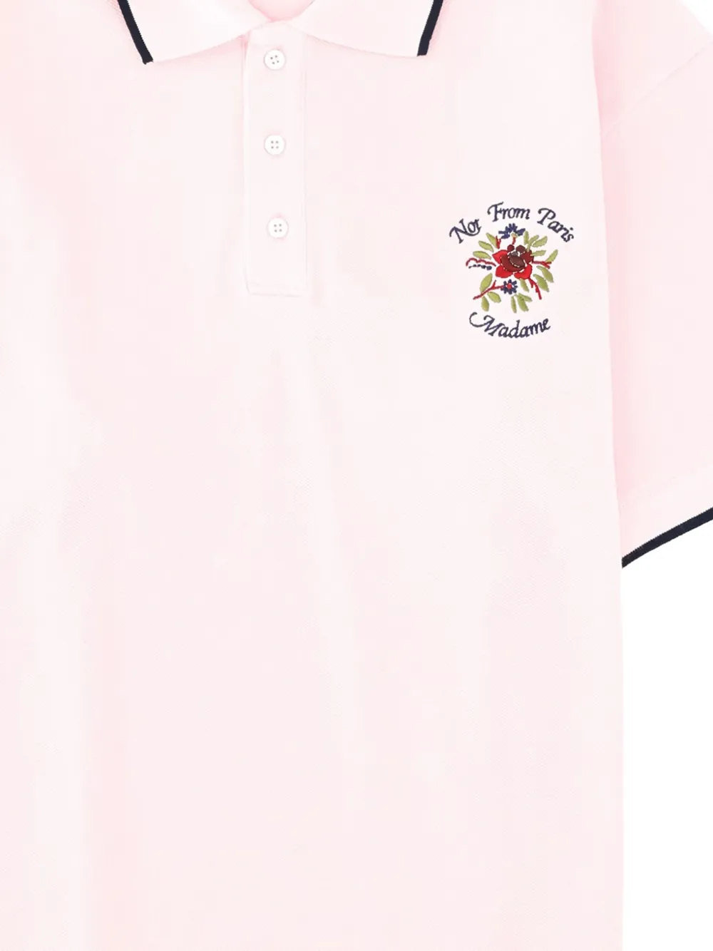 Drôle De Monsieur Poloshirt met geborduurde bloemen Roze
