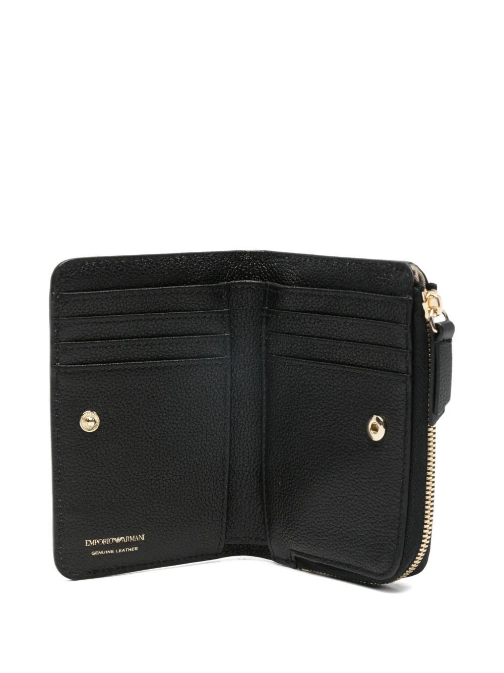 Emporio Armani Leren portemonnee met rits Zwart