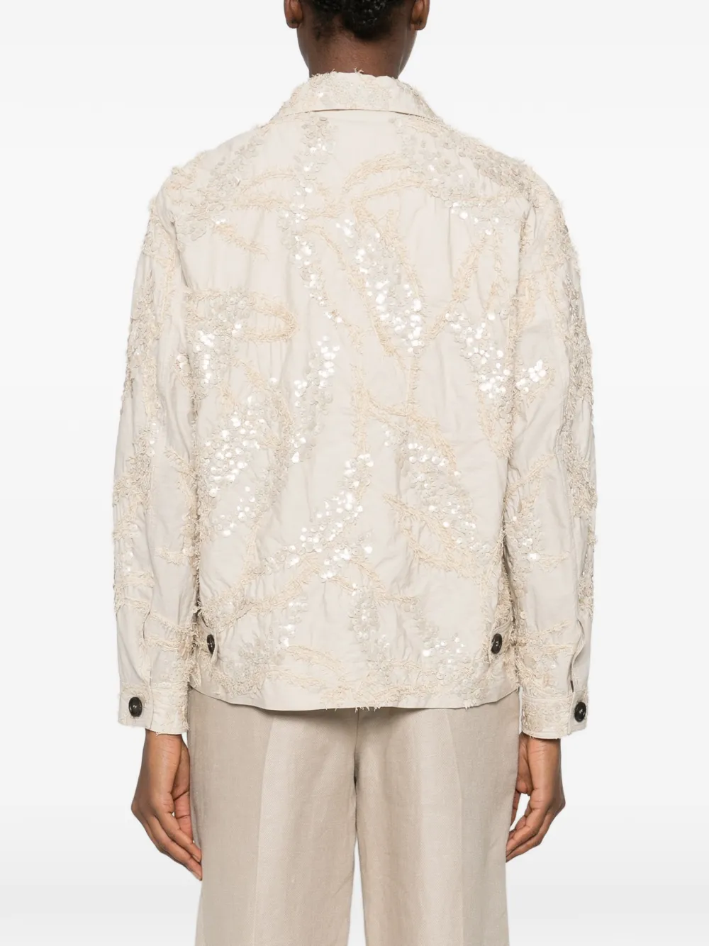 Brunello Cucinelli Jack verfraaid met pailletten en zak Beige