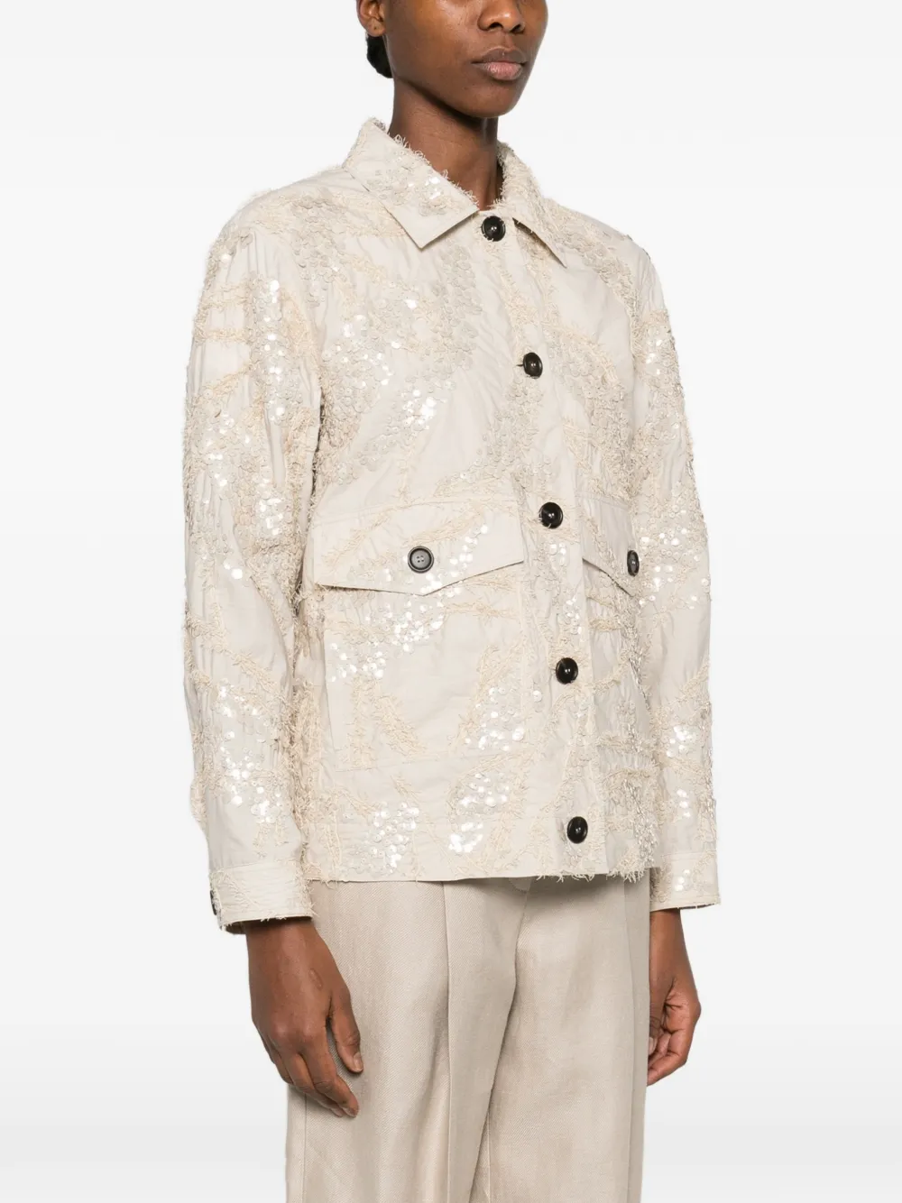 Brunello Cucinelli Jack verfraaid met pailletten en zak Beige