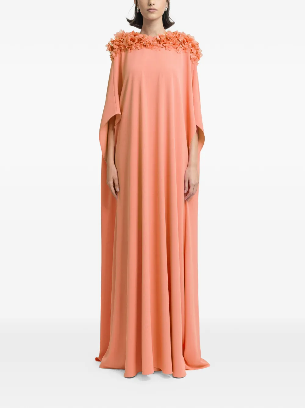 Gemy Maalouf floral-embellished maxi kaftan - Orange