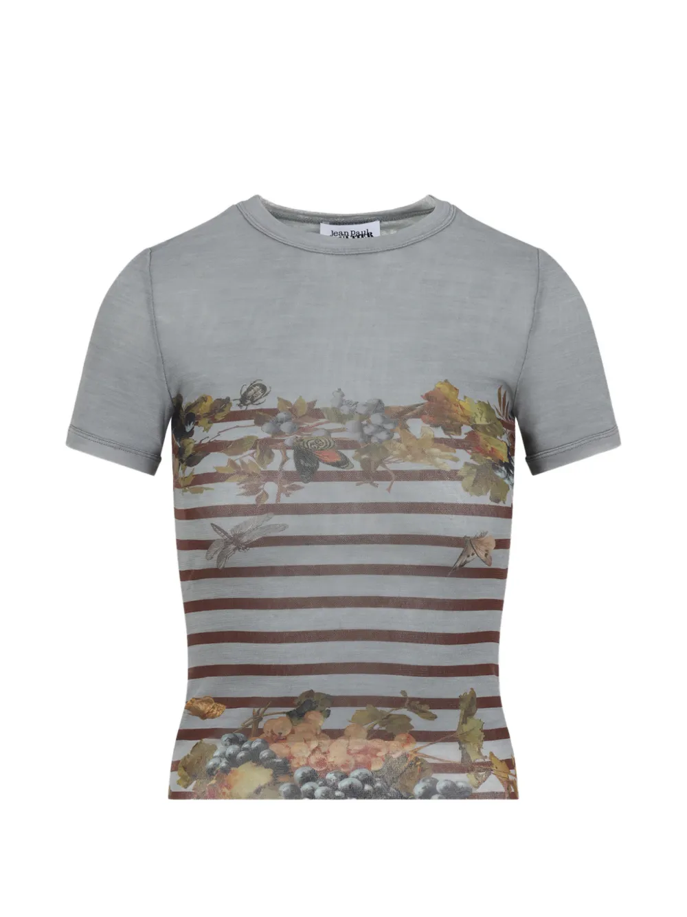 Jean Paul Gaultier striped floral-print T-shirt - Grigio